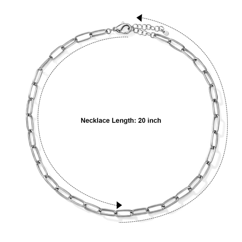 La Bella Italian Paperclip Hollow Chain Necklace in Sterling Silver (20-22 Inches) 17.75 Grams