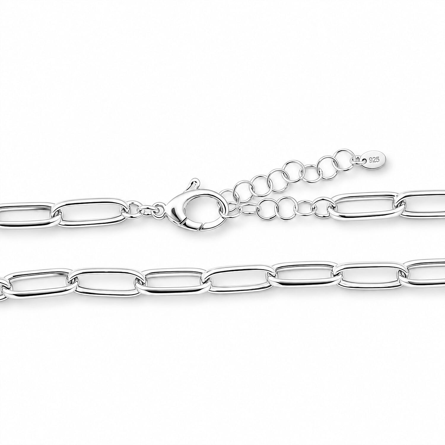 La Bella Italian Paperclip Hollow Chain Necklace in Sterling Silver (20-22 Inches) 17.75 Grams
