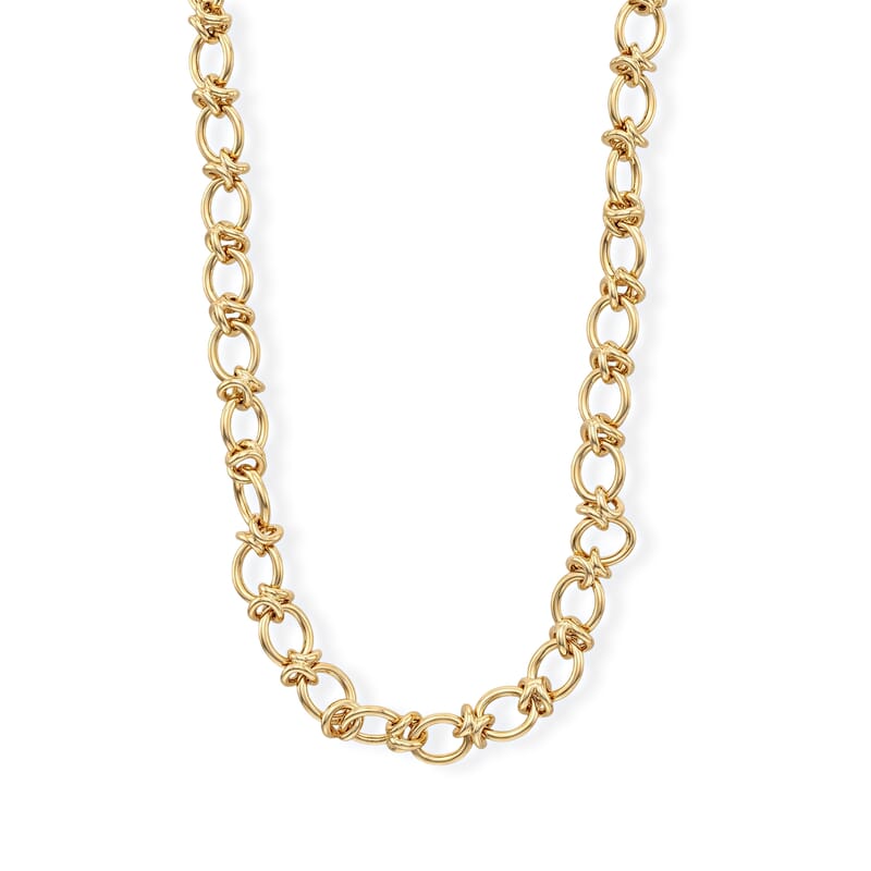 La Bella Italian Hollow Fancy Chain Necklace in 14K YG Over Sterling Silver (20-22 Inches) 25.60 Grams