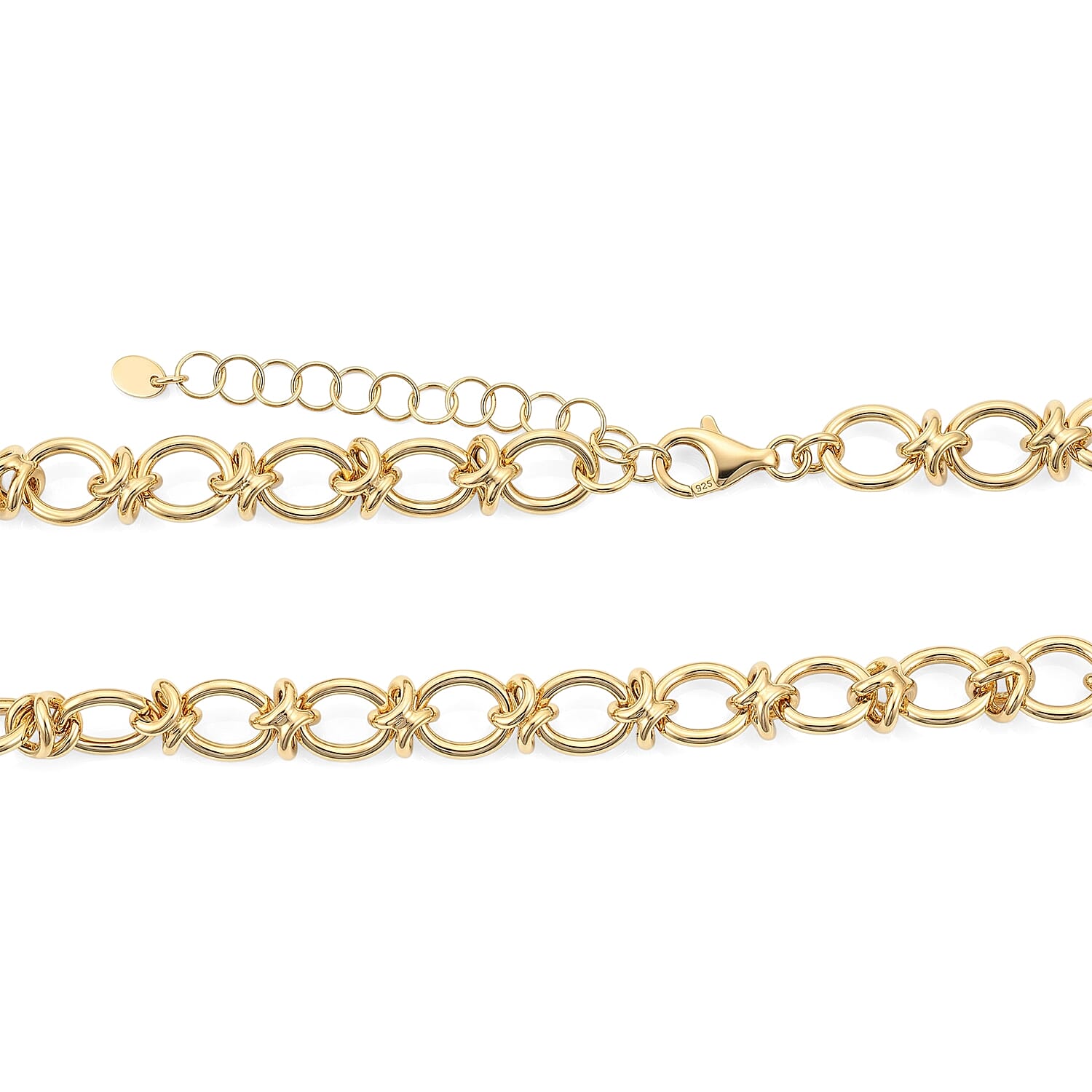 La Bella Italian Hollow Fancy Chain Necklace in 14K YG Over Sterling Silver (20-22 Inches) 25.60 Grams