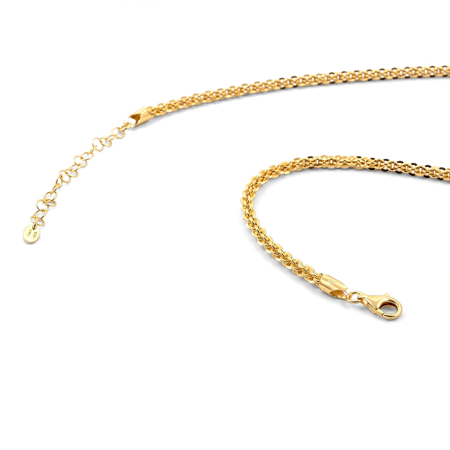 La Bella Italian Cristallnio Chain Necklace in 14K Yellow Gold Over Sterling Silver (20-22 Inches) 18.40 Grams