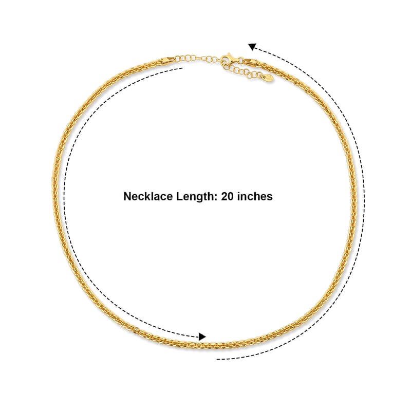 La Bella Italian Cristallnio Chain Necklace in 14K Yellow Gold Over Sterling Silver (20-22 Inches) 18.40 Grams