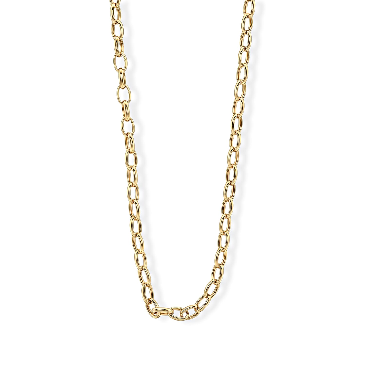 La Bella Italian Rolo Chain Necklace in 14K YG Over Sterling Silver (20-22 Inches) 10.16 Grams