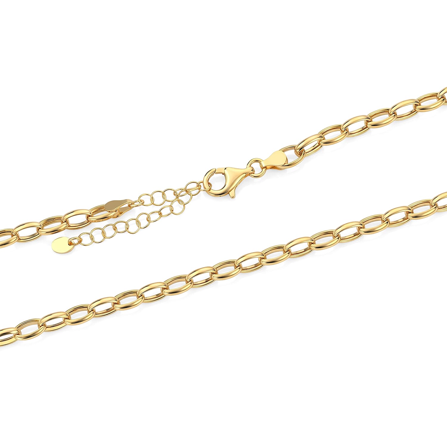 La Bella Italian Rolo Chain Necklace in 14K YG Over Sterling Silver (20-22 Inches) 10.16 Grams