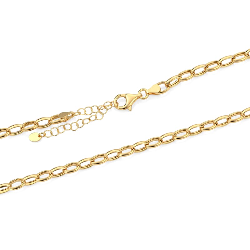 La Bella Italian Rolo Chain Necklace in 14K YG Over Sterling Silver (20-22 Inches) 10.16 Grams