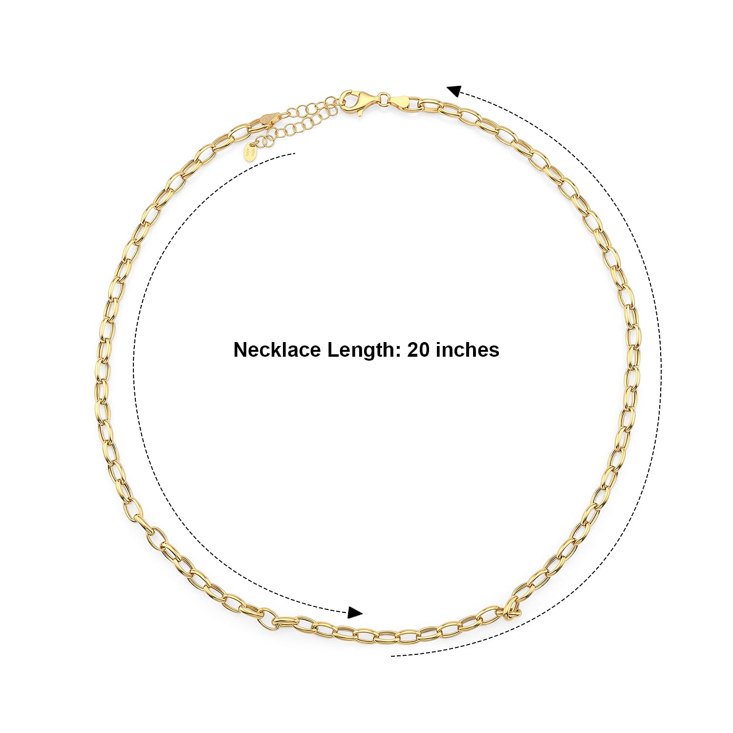 La Bella Italian Rolo Chain Necklace in 14K YG Over Sterling Silver (20-22 Inches) 10.16 Grams