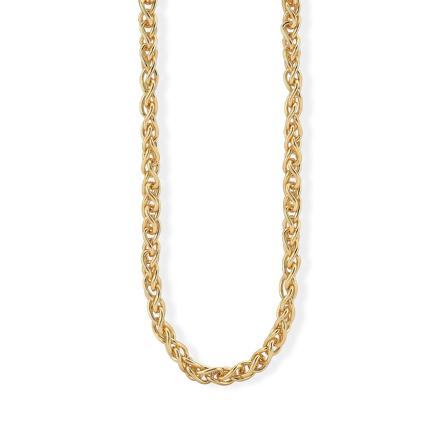 La Bella Italian Wheat Hollow Chain Necklace in 14K YG Over Sterling Silver (20-22 Inches) 32.08 Grams