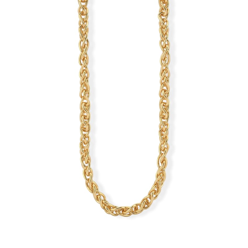 La Bella Italian Wheat Hollow Chain Necklace in 14K YG Over Sterling Silver (20-22 Inches) 32.08 Grams