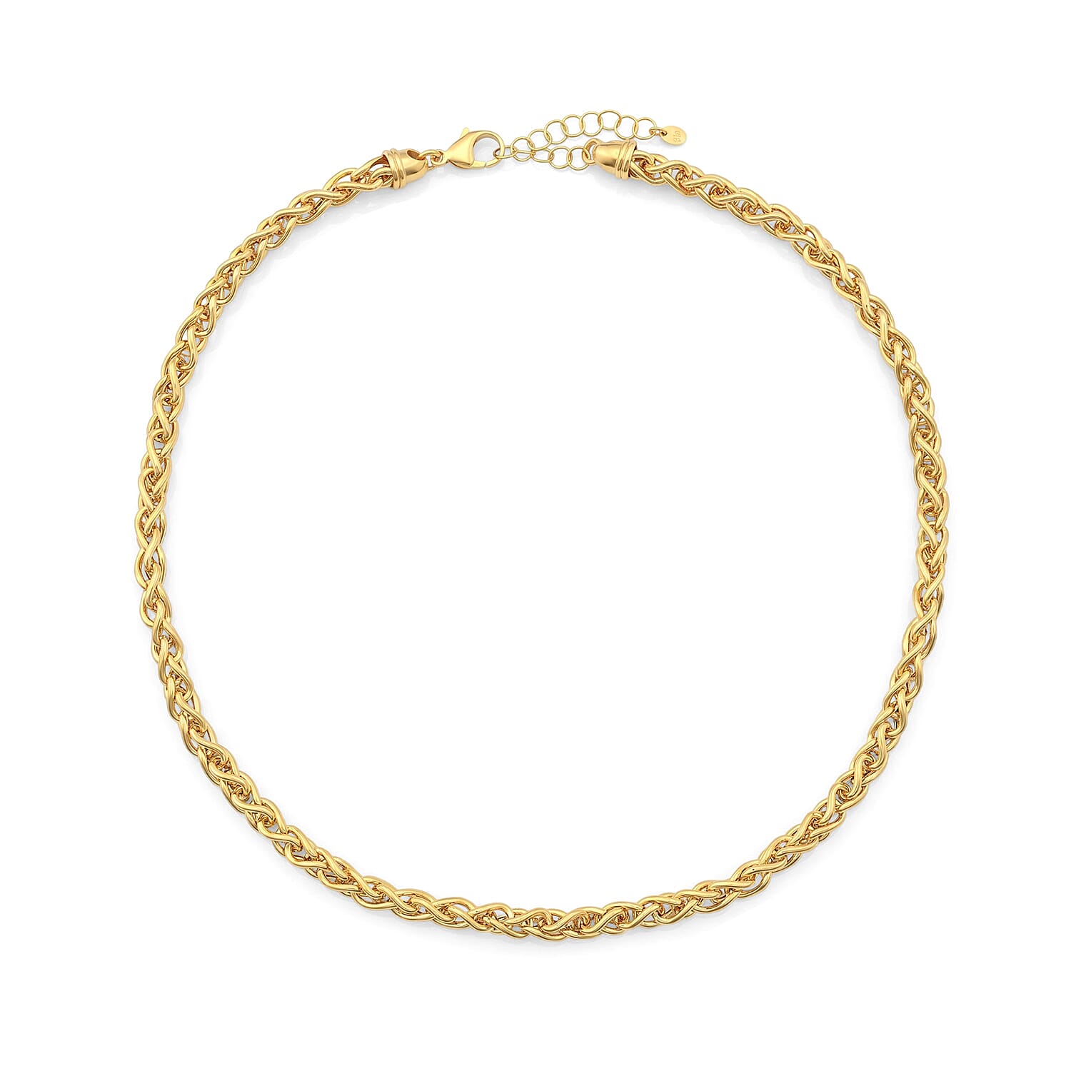 La Bella Italian Wheat Hollow Chain Necklace in 14K YG Over Sterling Silver (20-22 Inches) 32.08 Grams