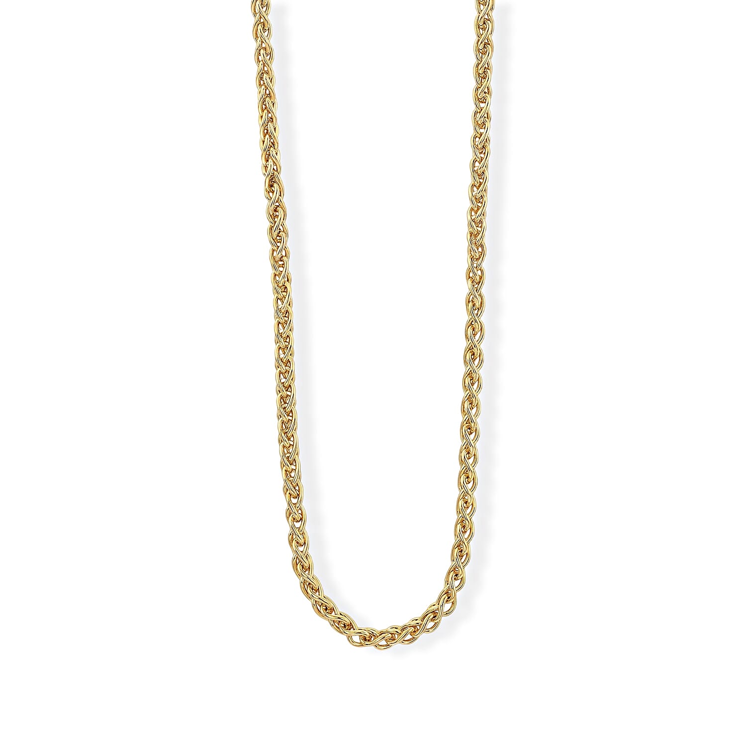 La Bella Italian Wheat Chain Necklace in 14K Yellow Gold Over Sterling Silver (20-22 Inches) 14.31 Grams