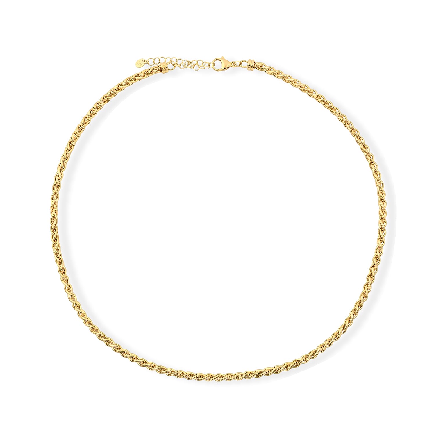 La Bella Italian Wheat Chain Necklace in 14K Yellow Gold Over Sterling Silver (20-22 Inches) 14.31 Grams