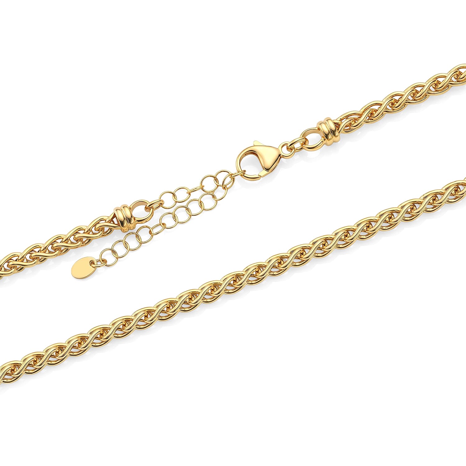 La Bella Italian Wheat Chain Necklace in 14K Yellow Gold Over Sterling Silver (20-22 Inches) 14.31 Grams