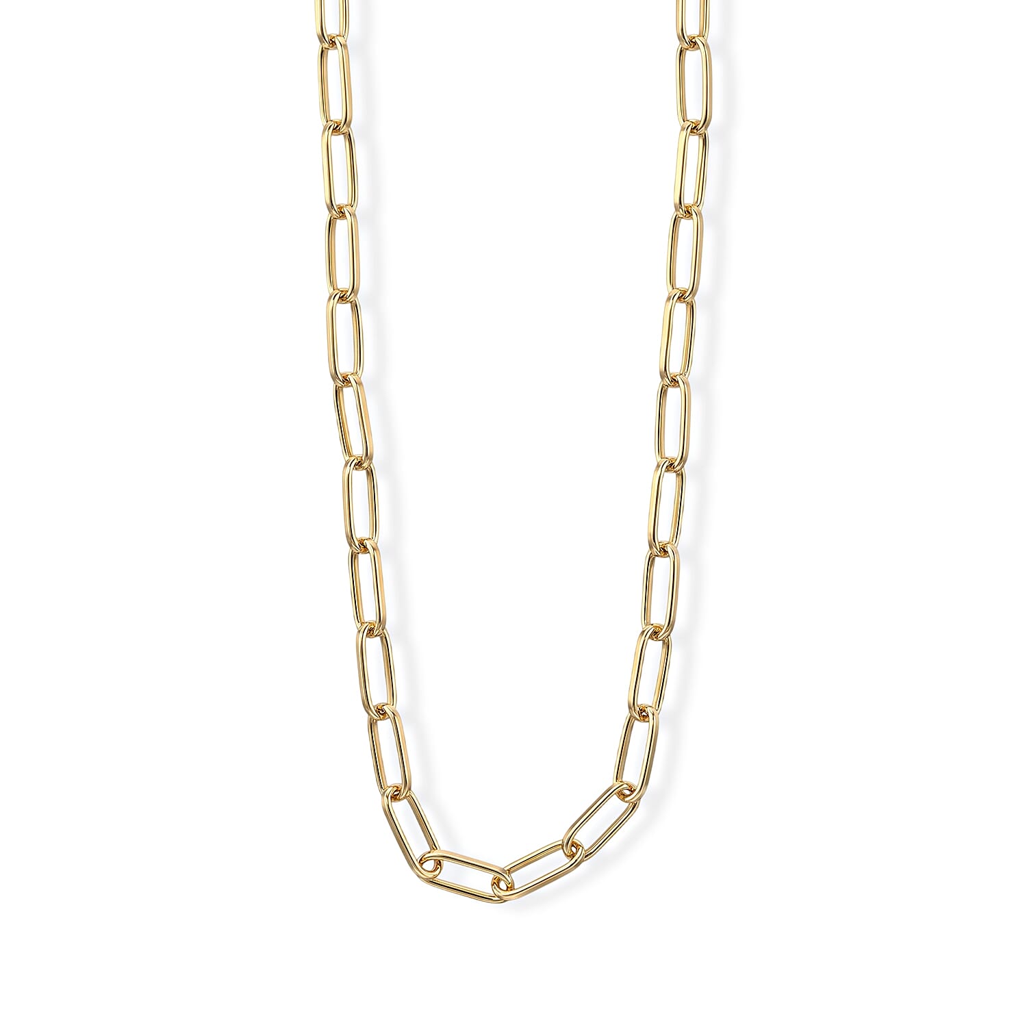La Bella Italian Paperclip Hollow Chain Necklace in 14K Yellow Gold Over Sterling Silver (20-22 Inches) 17.75 Grams