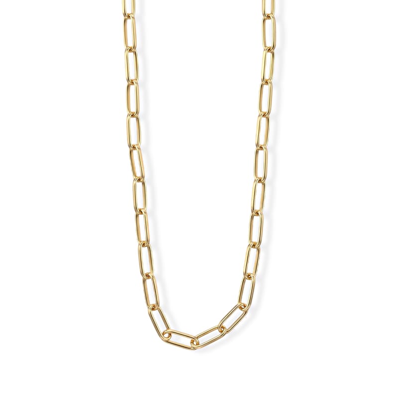 La Bella Italian Paperclip Hollow Chain Necklace in 14K Yellow Gold Over Sterling Silver (20-22 Inches) 17.75 Grams