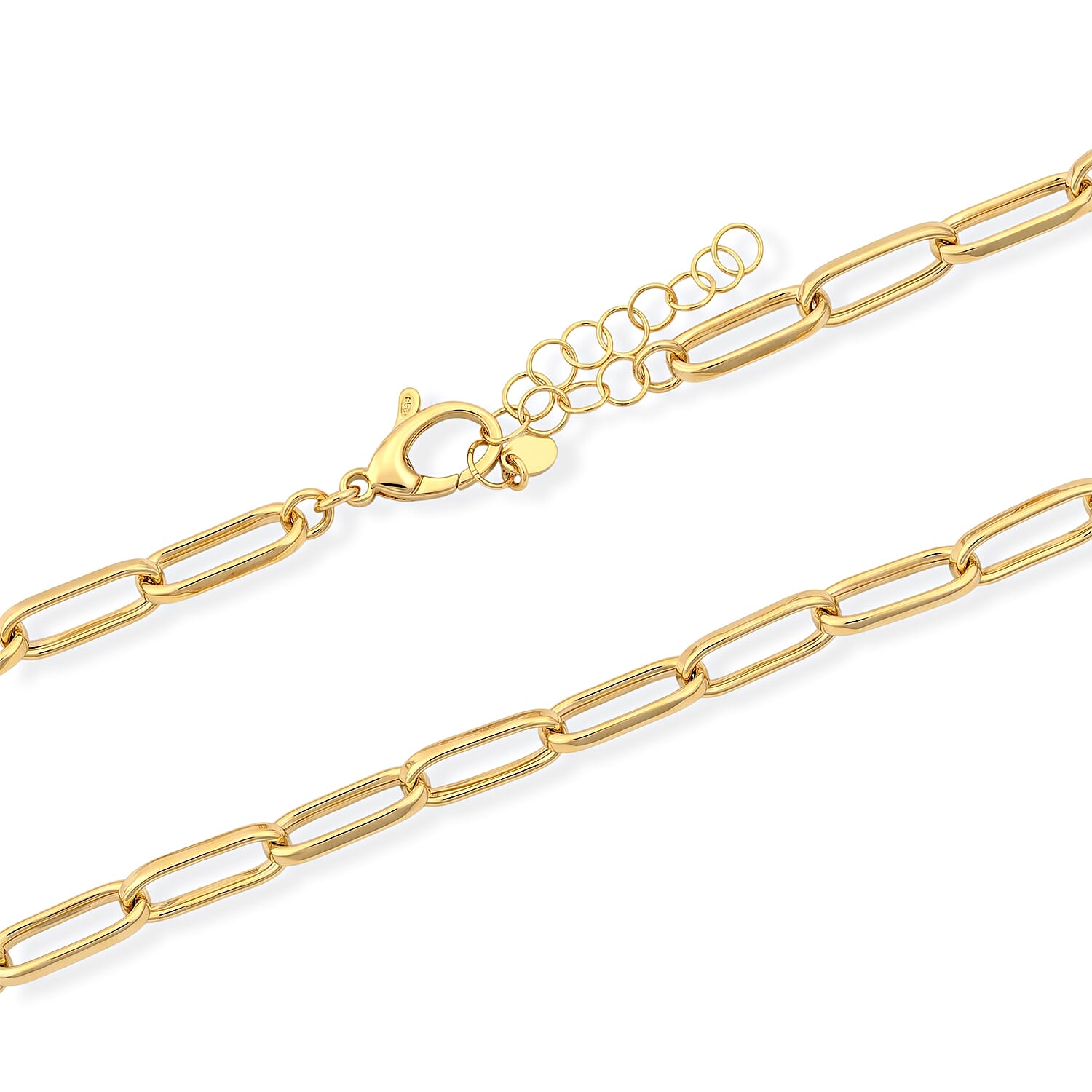 La Bella Italian Paperclip Hollow Chain Necklace in 14K Yellow Gold Over Sterling Silver (20-22 Inches) 17.75 Grams