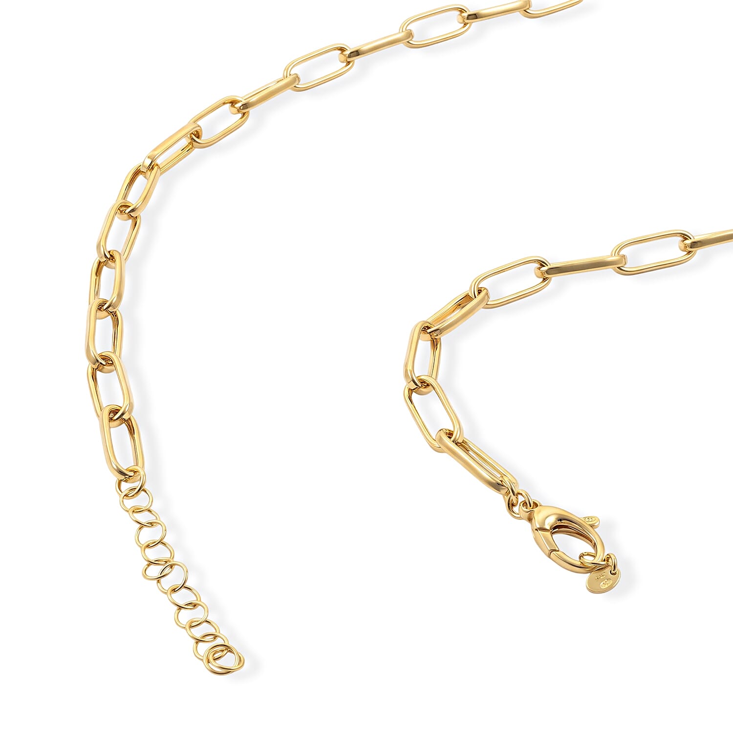 La Bella Italian Paperclip Hollow Chain Necklace in 14K Yellow Gold Over Sterling Silver (20-22 Inches) 17.75 Grams