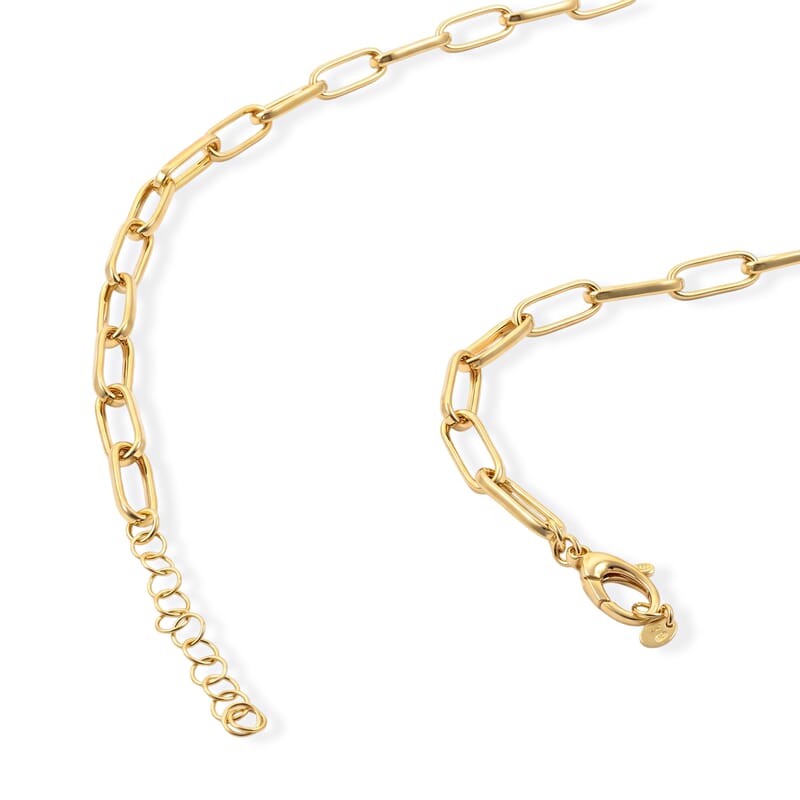 La Bella Italian Paperclip Hollow Chain Necklace in 14K Yellow Gold Over Sterling Silver (20-22 Inches) 17.75 Grams