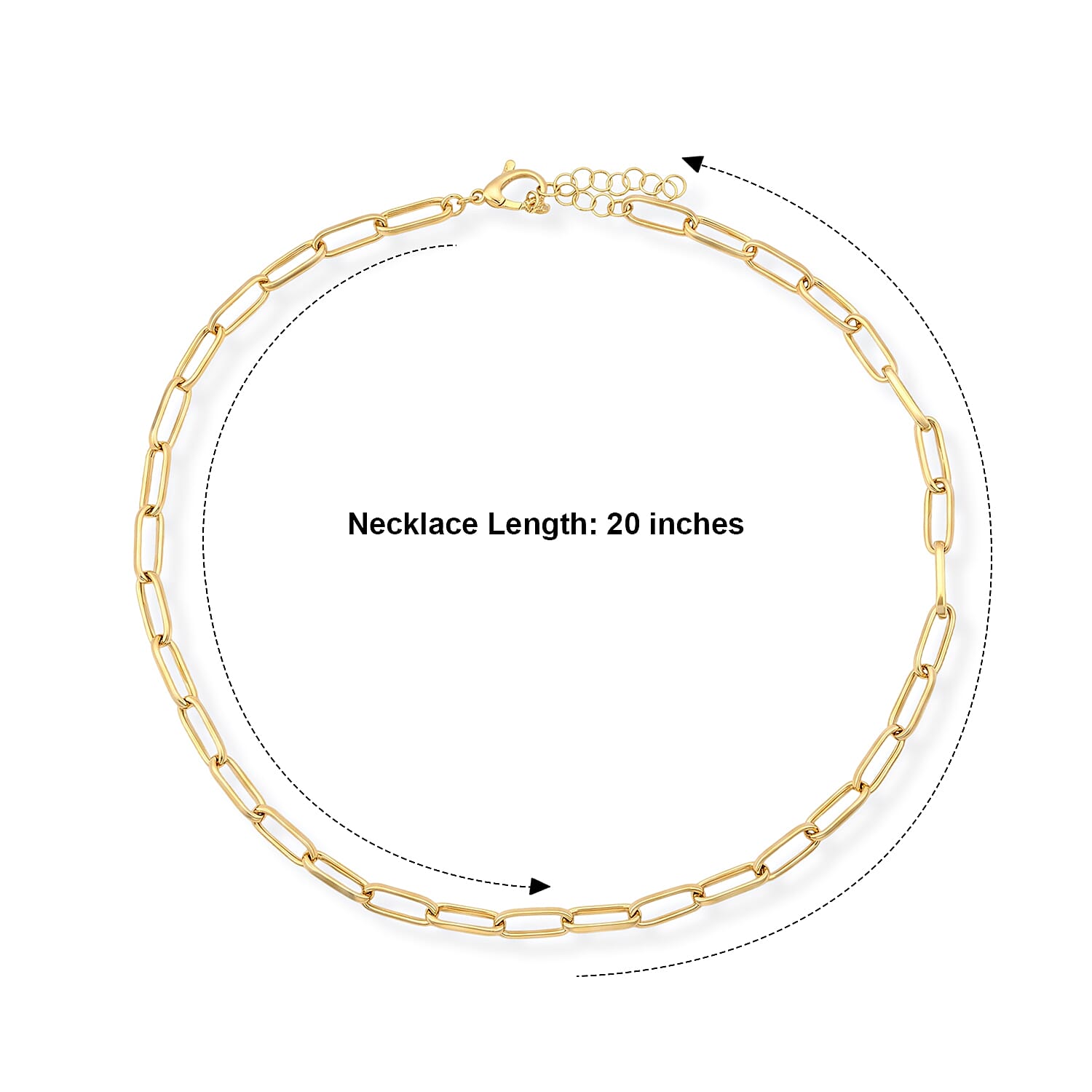 La Bella Italian Paperclip Hollow Chain Necklace in 14K Yellow Gold Over Sterling Silver (20-22 Inches) 17.75 Grams