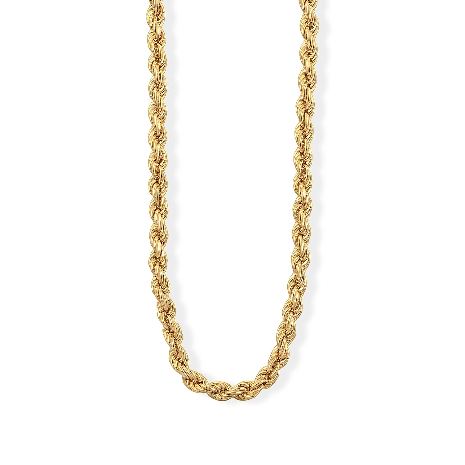 La Bella Italian Hollow Rope Chain Necklace in 14K Yellow Gold Over Sterling Silver (20-22 Inches) 31.35 Grams
