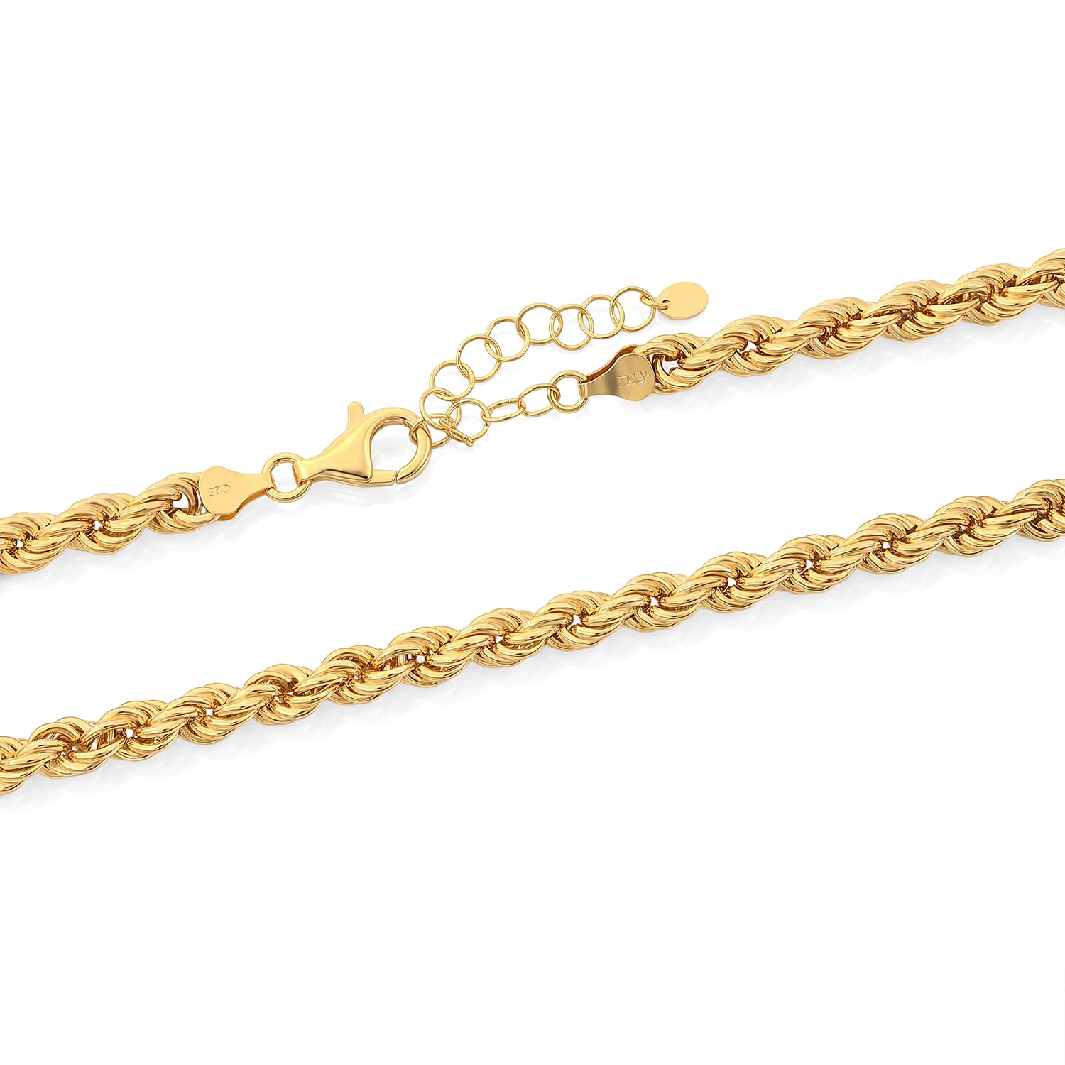 La Bella Italian Hollow Rope Chain Necklace in 14K Yellow Gold Over Sterling Silver (20-22 Inches) 31.35 Grams