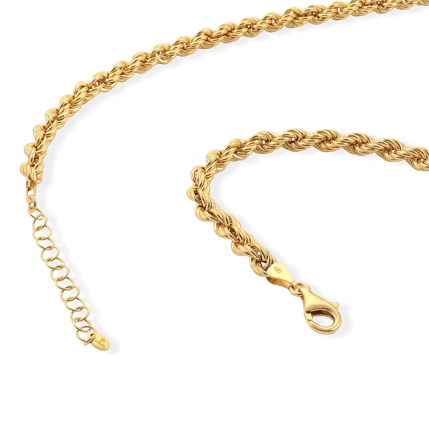 La Bella Italian Hollow Rope Chain Necklace in 14K Yellow Gold Over Sterling Silver (20-22 Inches) 31.35 Grams