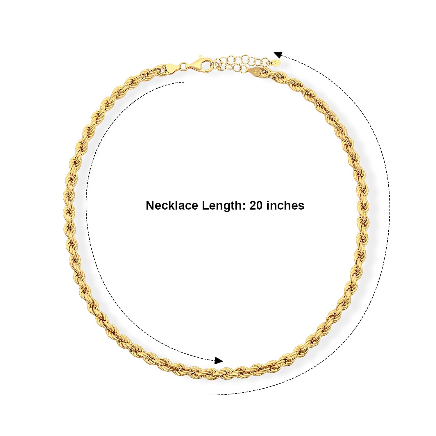 La Bella Italian Hollow Rope Chain Necklace in 14K Yellow Gold Over Sterling Silver (20-22 Inches) 31.35 Grams