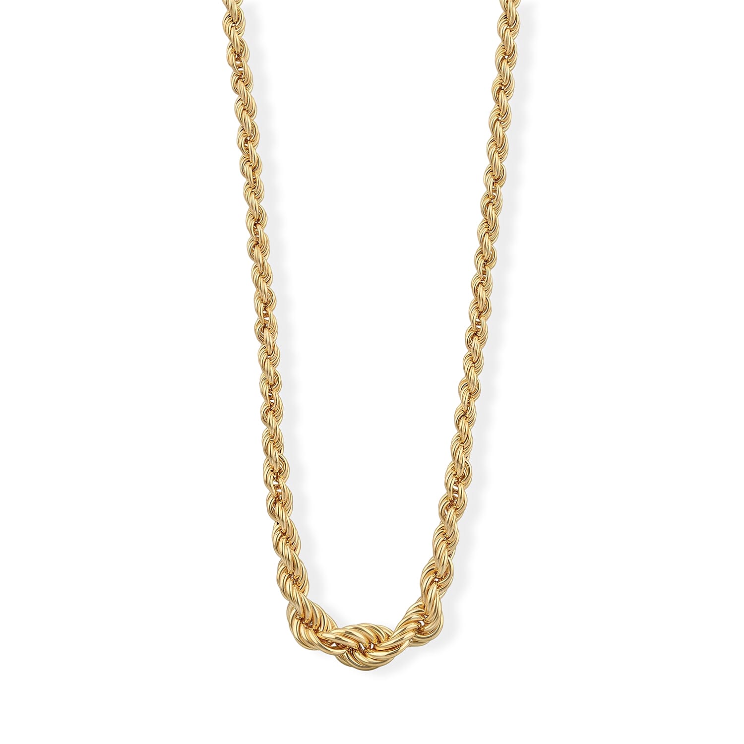 La Bella Italian Hollow Rope Graduated Chain Necklace in 14K YG Over Sterling Silver (20-22 Inches) 22.70 Grams