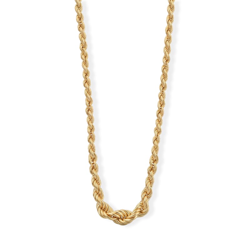 La Bella Italian Hollow Rope Graduated Chain Necklace in 14K YG Over Sterling Silver (20-22 Inches) 22.70 Grams