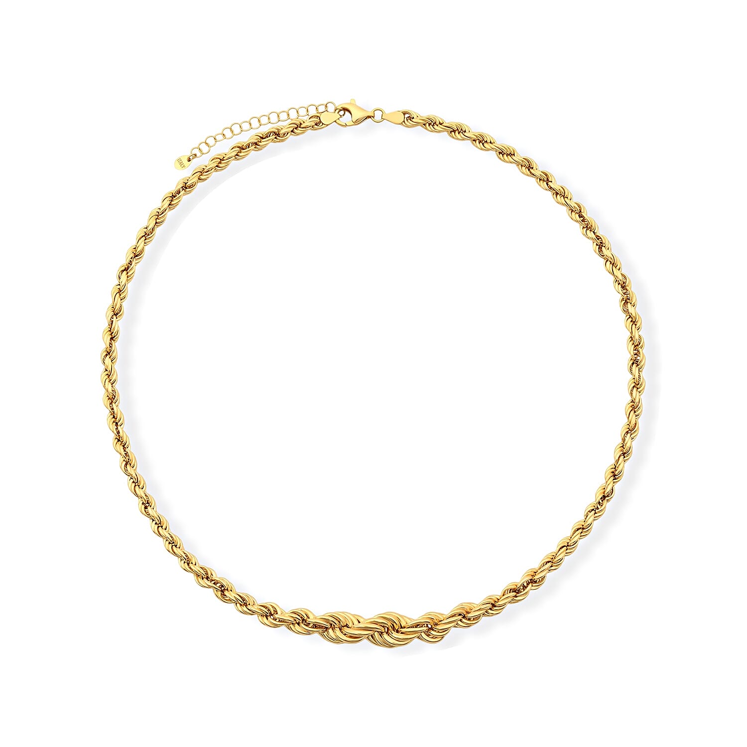 La Bella Italian Hollow Rope Graduated Chain Necklace in 14K YG Over Sterling Silver (20-22 Inches) 22.70 Grams