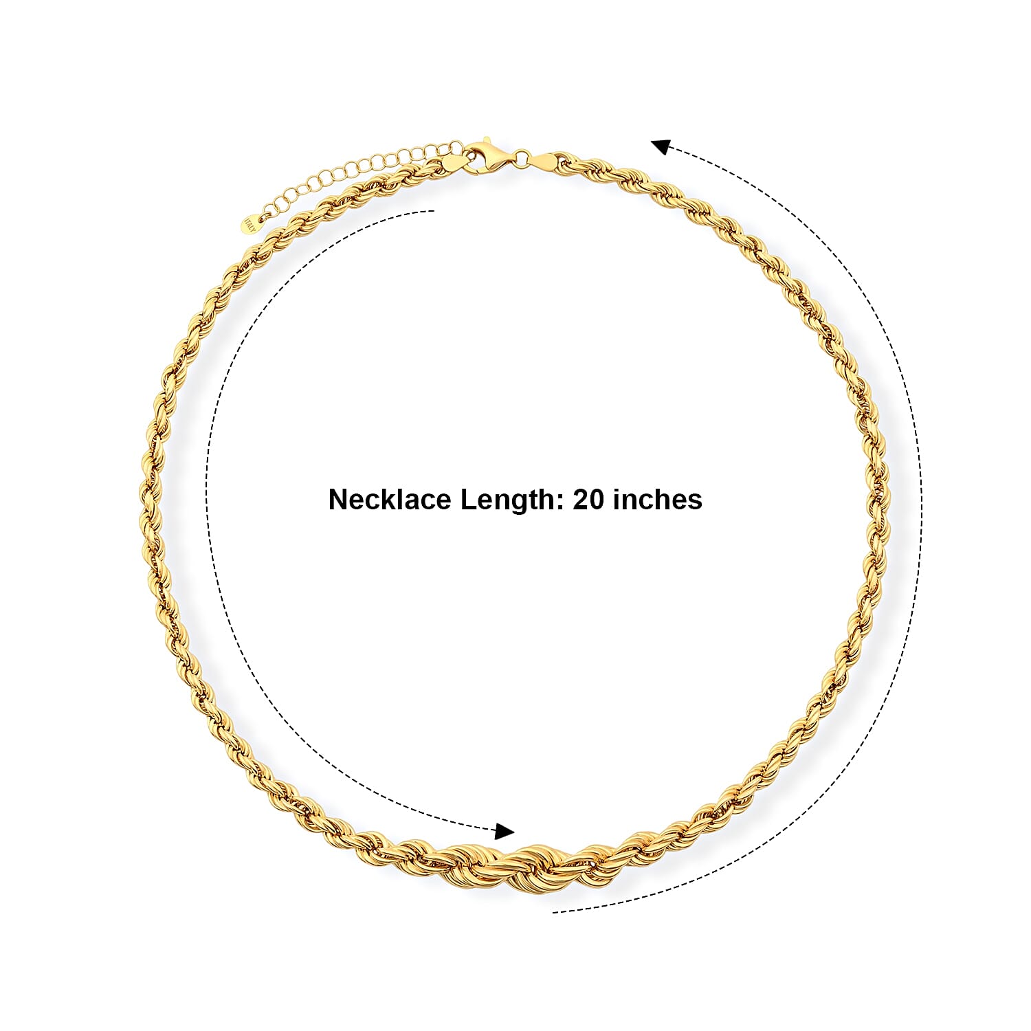 La Bella Italian Hollow Rope Graduated Chain Necklace in 14K YG Over Sterling Silver (20-22 Inches) 22.70 Grams