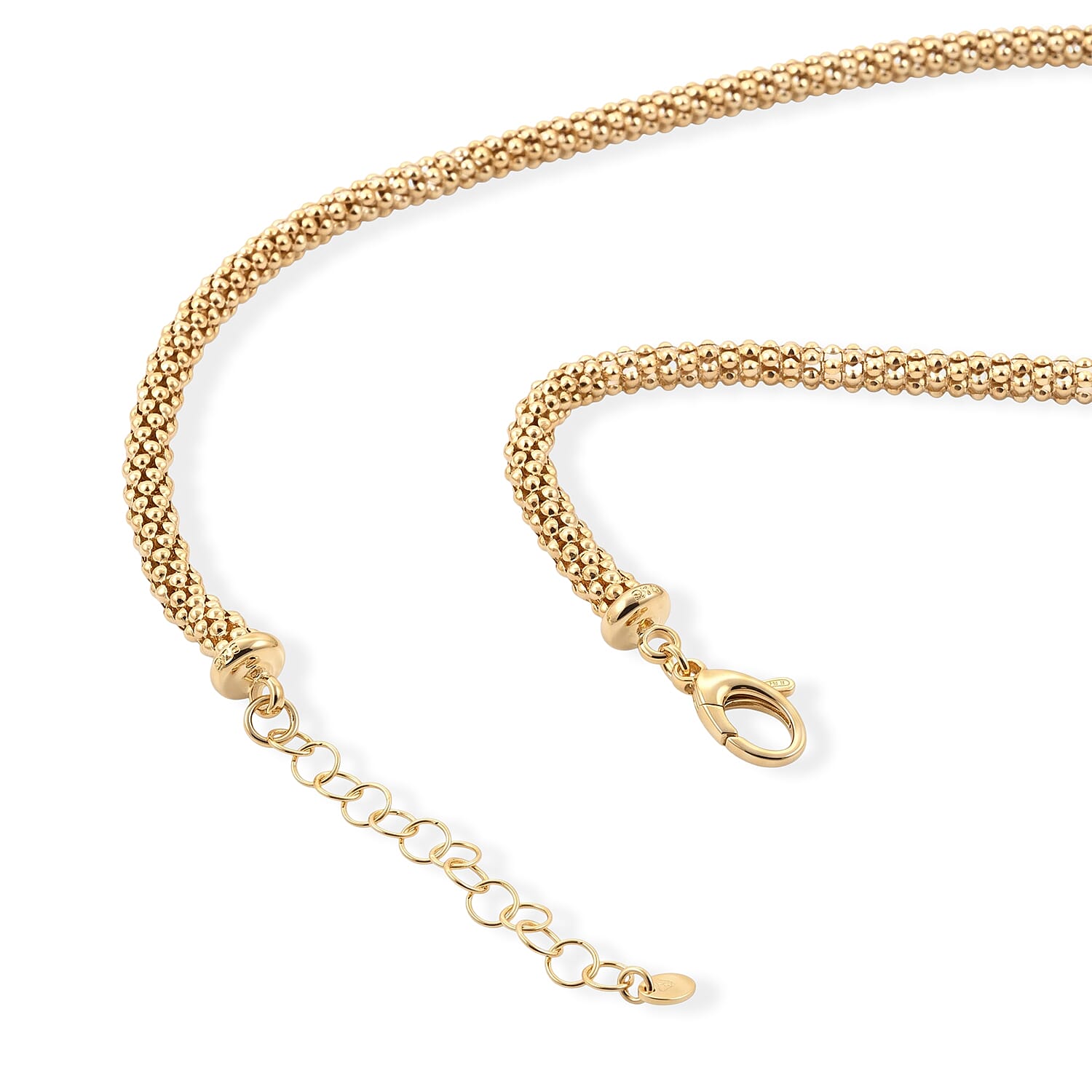 La Bella Italian Popcorn Chain Necklace in 14K Yellow Gold Over Sterling Silver (20-22 Inches) 22.65 Grams