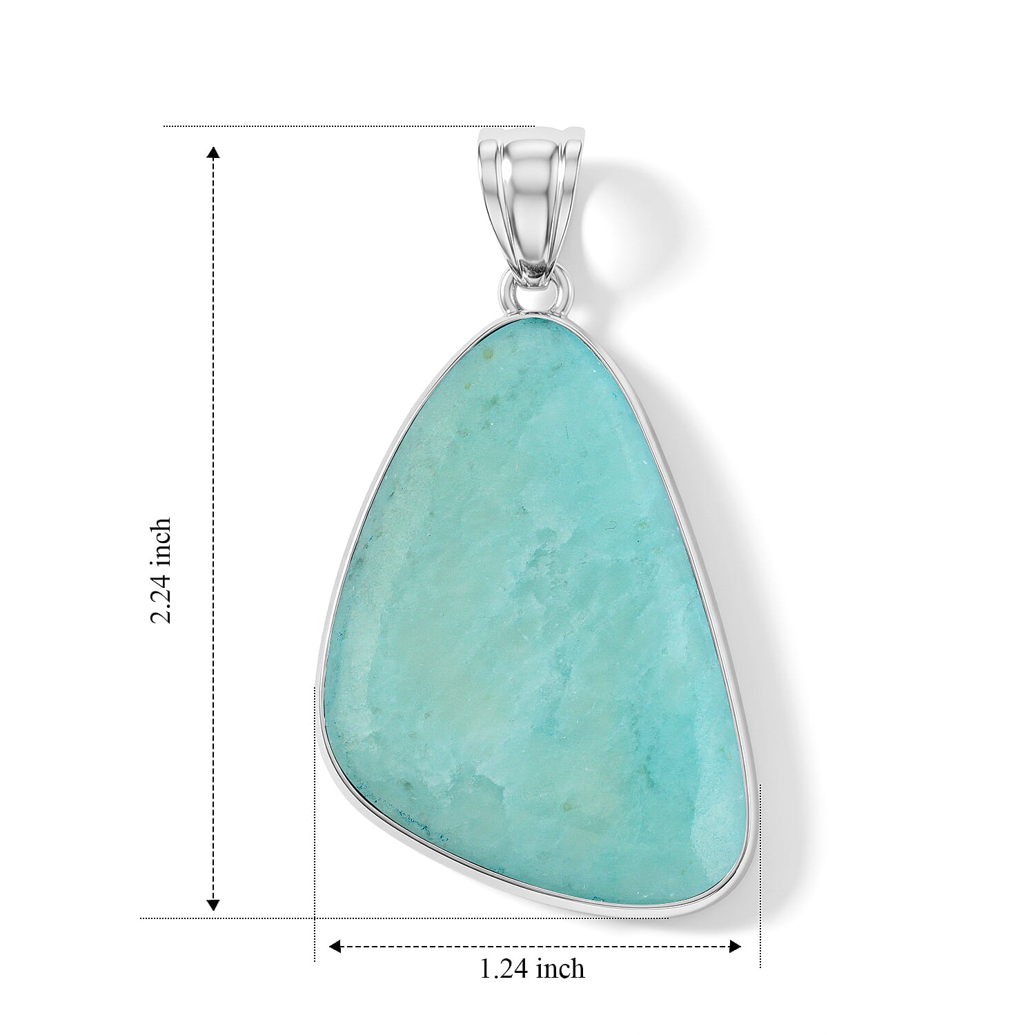 Aquamarine 75.00 ctw Freeform Pendant without Chain in Stainless Steel