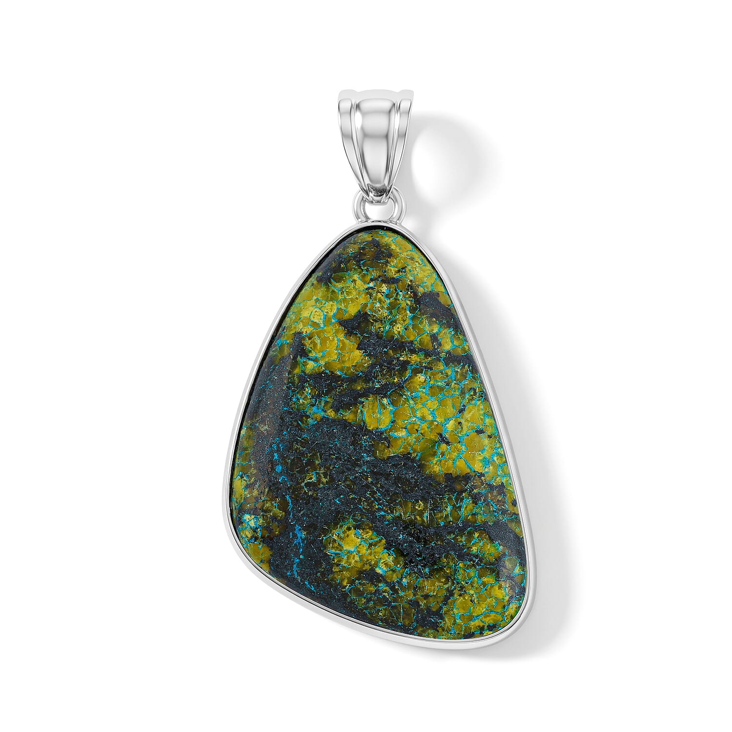Azurite 75.00 ctw Freeform Pendant without Chain in Stainless Steel