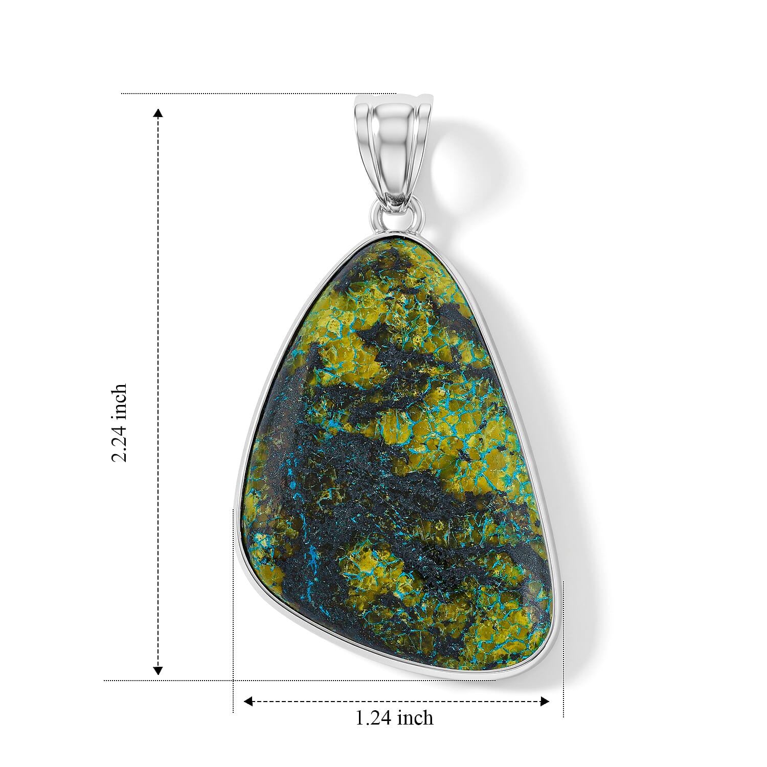 Azurite 75.00 ctw Freeform Pendant without Chain in Stainless Steel