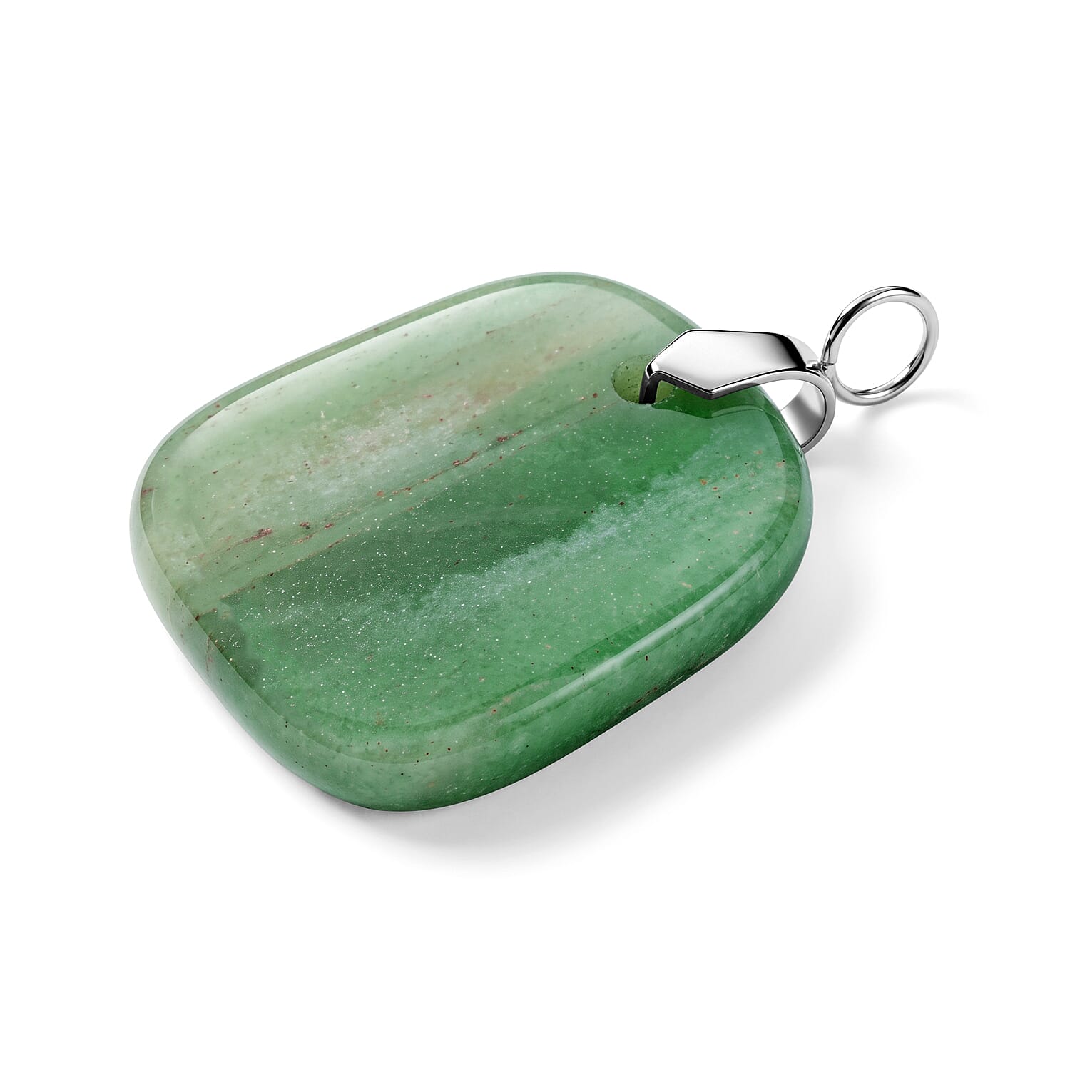 Green Aventurine 66.50 ctw Freeform Pendant without Chain in Stainless Steel