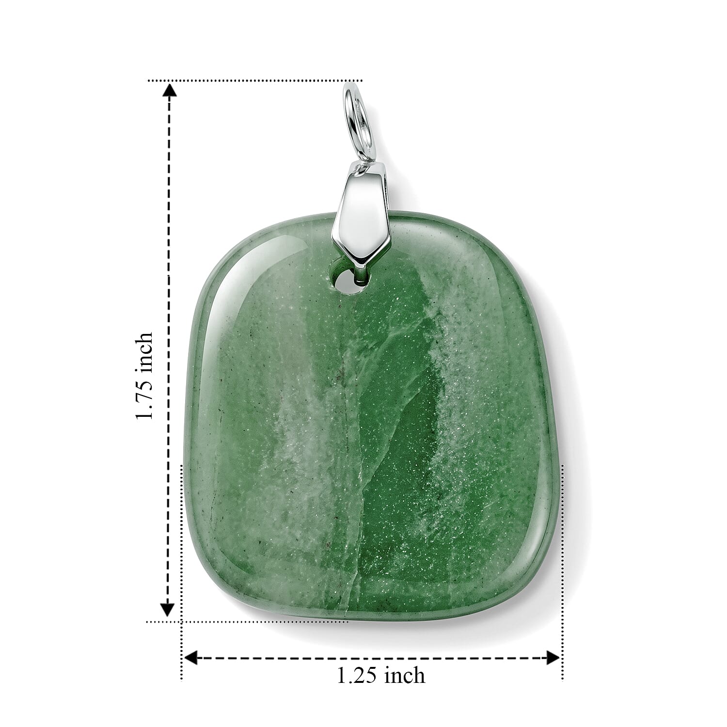 Green Aventurine 66.50 ctw Freeform Pendant without Chain in Stainless Steel