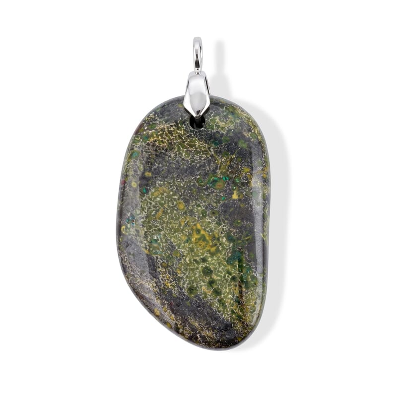 Dragon Bloodstone 114.50 ctw Freeform Pendant without Chain in Stainless Steel