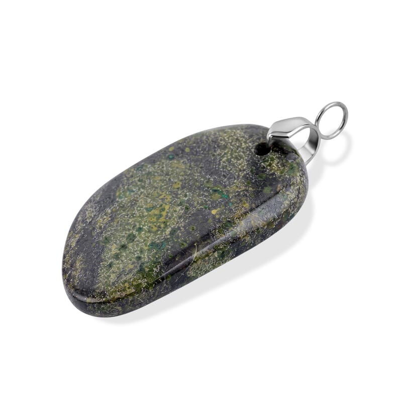 Dragon Bloodstone 114.50 ctw Freeform Pendant without Chain in Stainless Steel