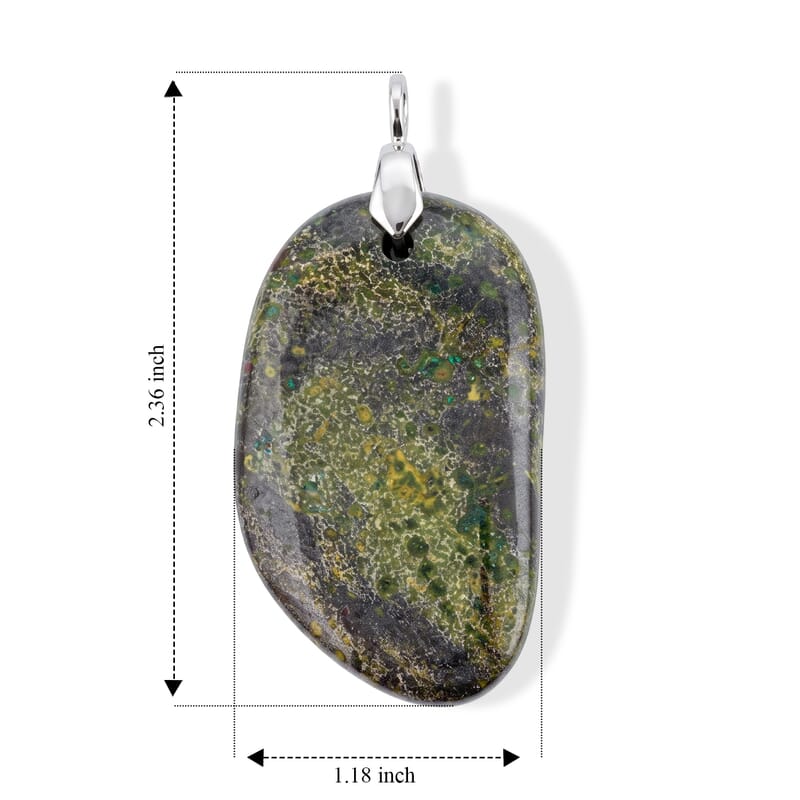 Dragon Bloodstone 114.50 ctw Freeform Pendant without Chain in Stainless Steel