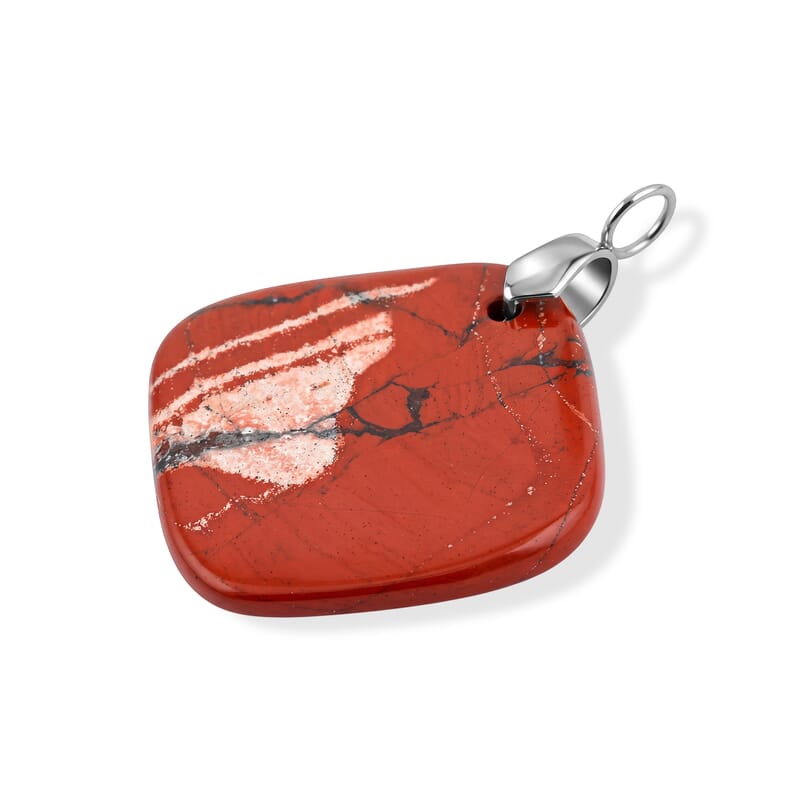 Red Agate and Picture Jasper 53.00 ctw Freeform Pendant without Chain in Stainless Steel
