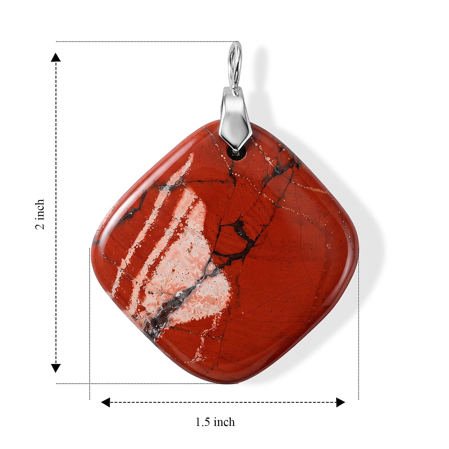 Red Agate and Picture Jasper 53.00 ctw Freeform Pendant without Chain in Stainless Steel