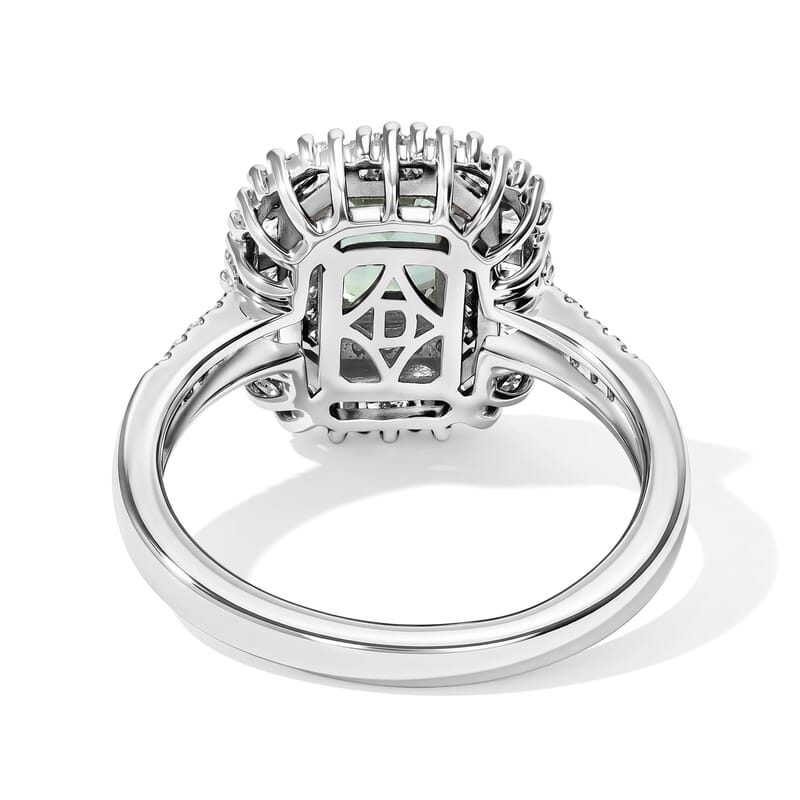 D'Joy AAA Arquiana Mint Tourmaline and Diamond 1.80 ctw Ring in Rhodium Over Sterling Silver (Size 6.0)