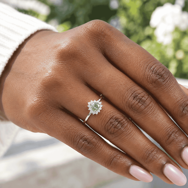 D'Joy AAA Arquiana Mint Tourmaline and Diamond 0.70 ctw Ring in Rhodium Over Sterling Silver (Size 6.0)