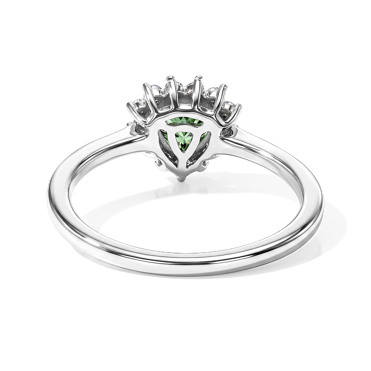 D'Joy AAA Arquiana Mint Tourmaline and Diamond 0.70 ctw Ring in Rhodium Over Sterling Silver (Size 6.0)