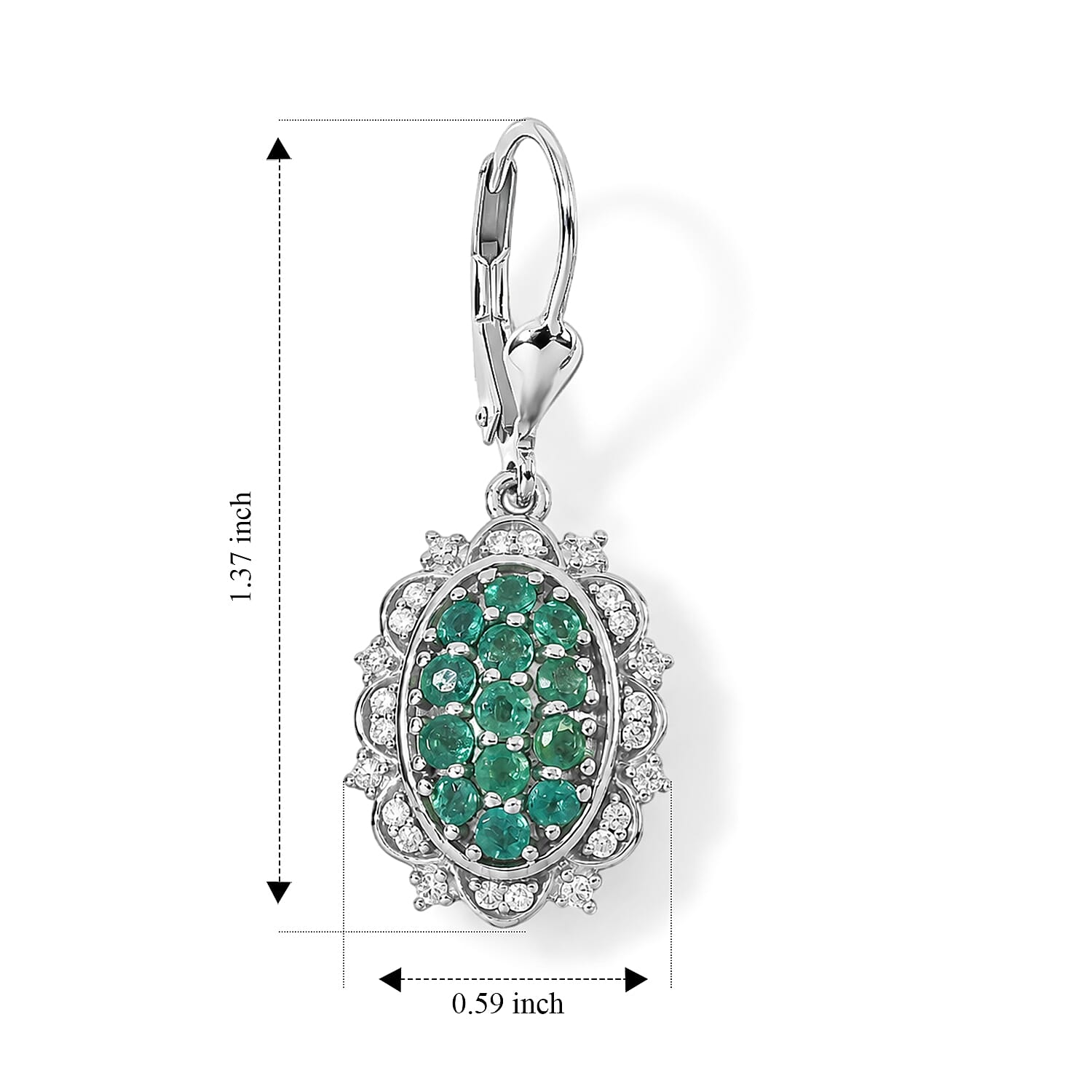 D'Joy Premium Kagem Zambian Emerald and Moissanite 1.40 ctw Earrings in Rhodium Over Sterling Silver