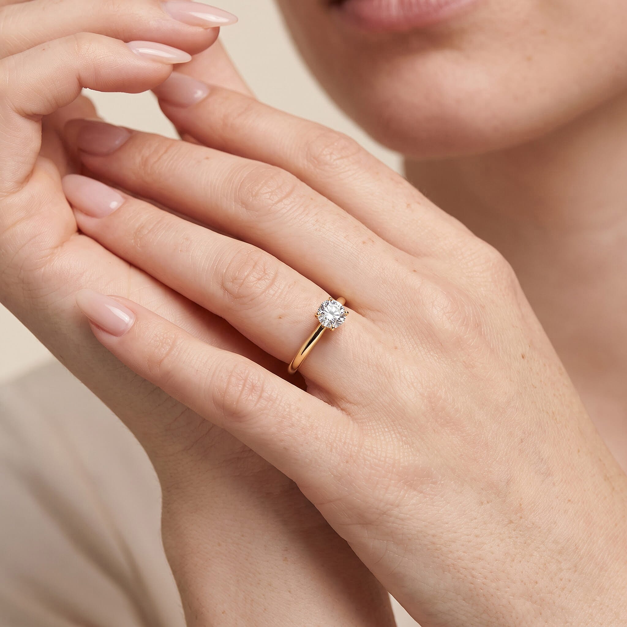 Luxuriant Lab Grown Diamond E-F VS 0.50 ctw Solitaire Featherlight Comfort Band Ring in 14K Yellow Gold (Size 4.0)