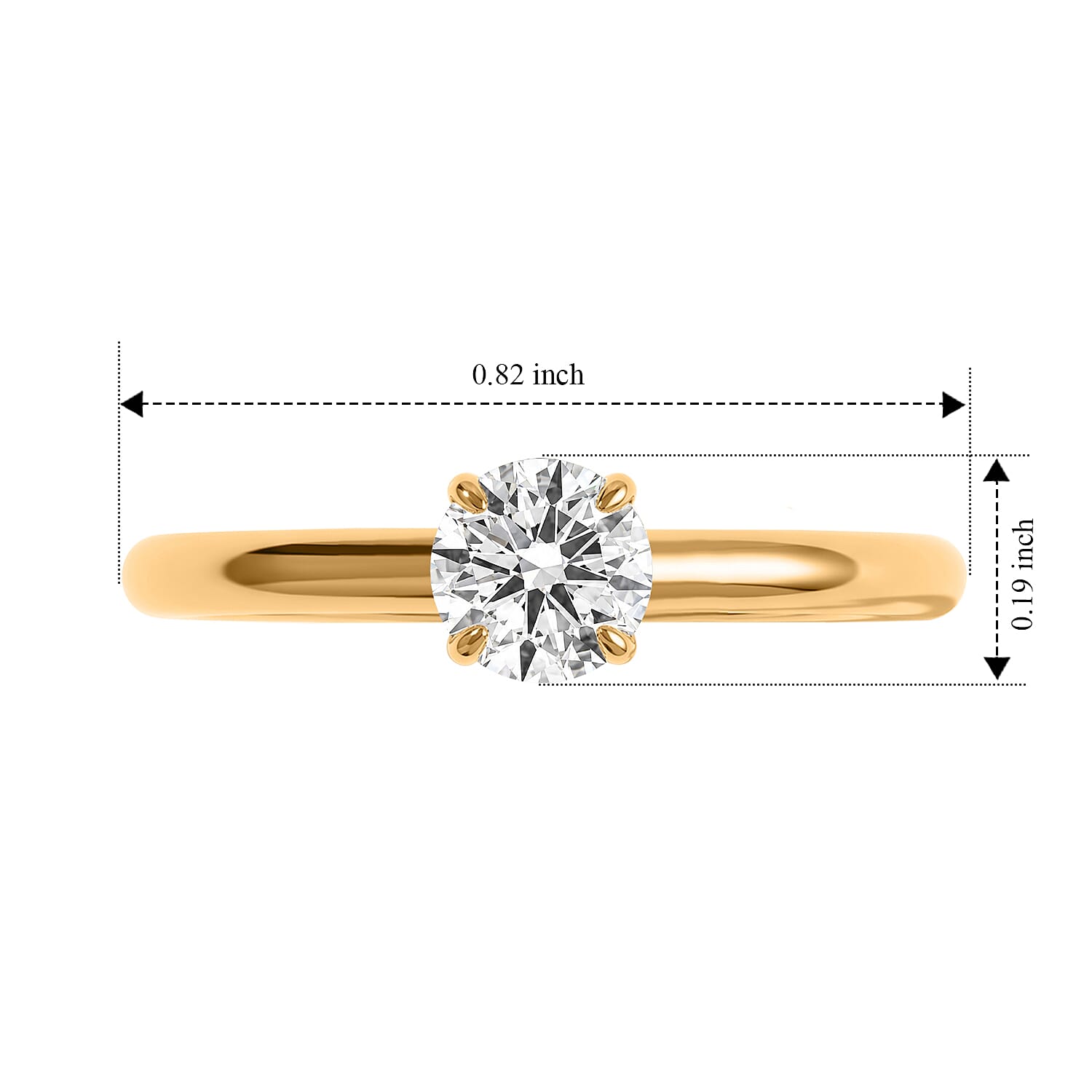 Luxuriant Lab Grown Diamond E-F VS 0.50 ctw Solitaire Featherlight Comfort Band Ring in 14K Yellow Gold (Size 4.0)
