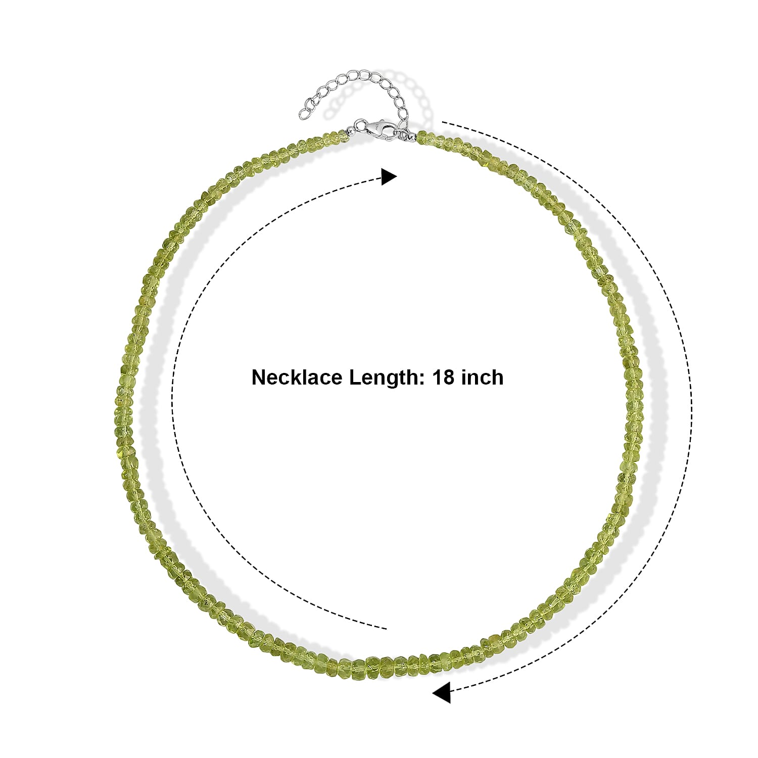 D'Joy Premium Hebei Peridot 105.00 ctw Necklace in Rhodium Over Sterling Silver 18 Inches