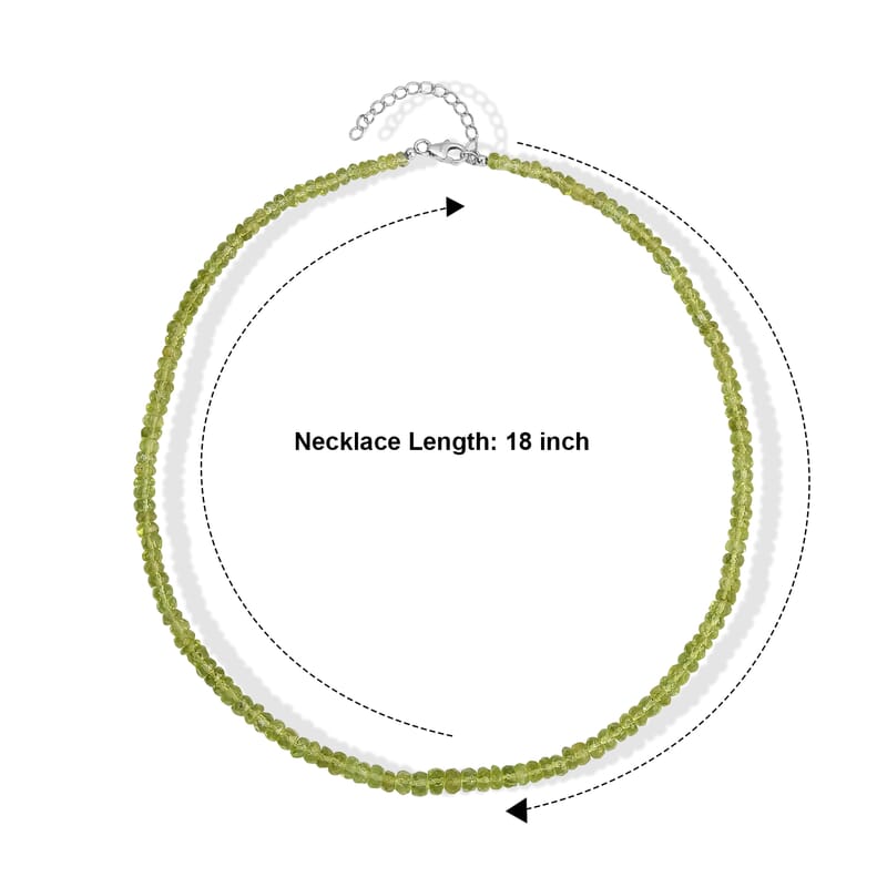 D'Joy Premium Hebei Peridot 105.00 ctw Necklace in Rhodium Over Sterling Silver 18 Inches