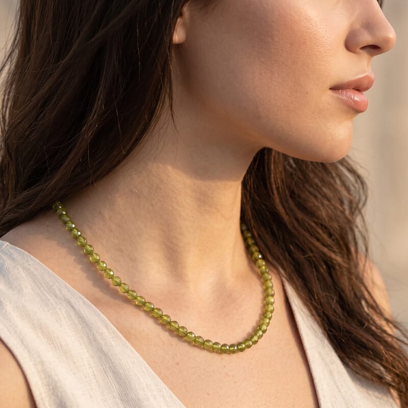 EverTrue Hebei Peridot 42.00 ctw Necklace in Stainless Steel 18 Inches